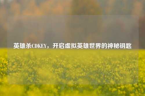 英雄杀CDKEY，开启虚拟英雄世界的神秘钥匙