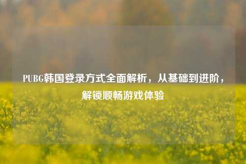 PUBG韩国登录方式全面解析，从基础到进阶，解锁顺畅游戏体验