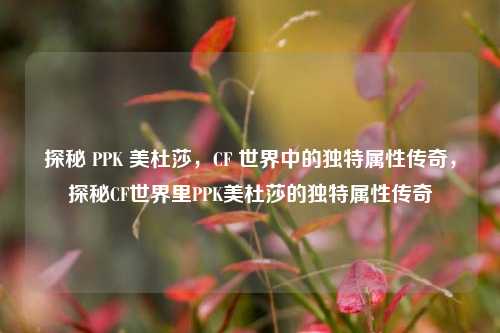 探秘 PPK 美杜莎，CF 世界中的独特属性传奇，探秘CF世界里PPK美杜莎的独特属性传奇