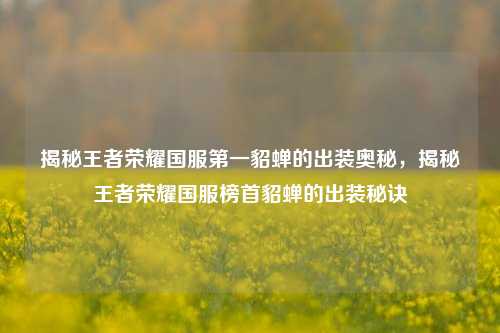 揭秘王者荣耀国服第一貂蝉的出装奥秘，揭秘王者荣耀国服榜首貂蝉的出装秘诀