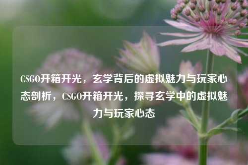 CSGO开箱开光，玄学背后的虚拟魅力与玩家心态剖析，CSGO开箱开光，探寻玄学中的虚拟魅力与玩家心态