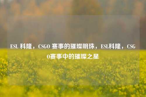 ESL 科隆，CSGO 赛事的璀璨明珠，ESL科隆，CSGO赛事中的璀璨之星