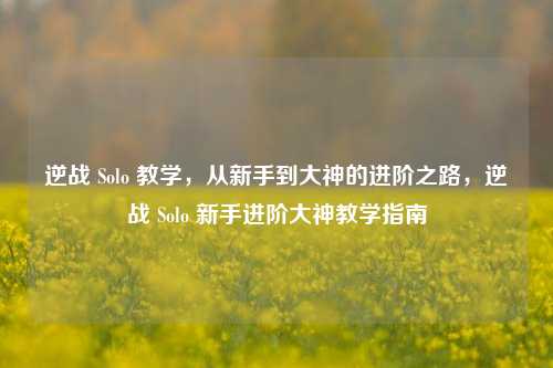 逆战 Solo 教学，从新手到大神的进阶之路，逆战 Solo 新手进阶大神教学指南
