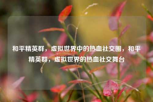 和平精英群，虚拟世界中的热血社交圈，和平精英群，虚拟世界的热血社交舞台