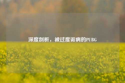 深度剖析，被过度诟病的PUBG