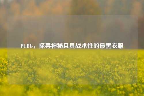 PUBG，探寻神秘且具战术性的最黑衣服