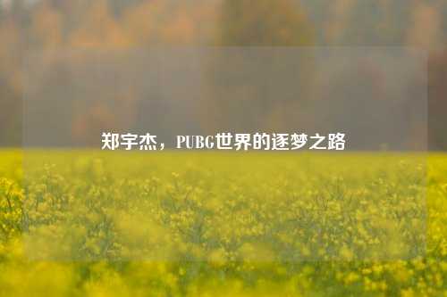 郑宇杰,PUBG世界的逐梦之路