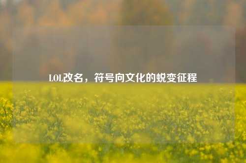 LOL改名，符号向文化的蜕变征程