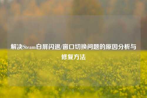 解决Steam白屏闪退/窗口切换问题的原因分析与修复 *** 