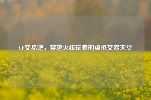 CF交易吧，穿越火线玩家的虚拟交易天堂