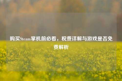 购买Steam掌机前必看,税费详解与游戏是否免费解析