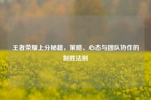 王者荣耀上分秘籍，策略、心态与团队协作的制胜法则