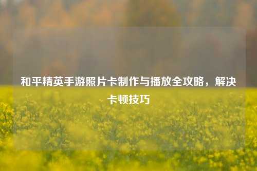 和平精英手游照片卡     与播放全攻略，解决卡顿技巧