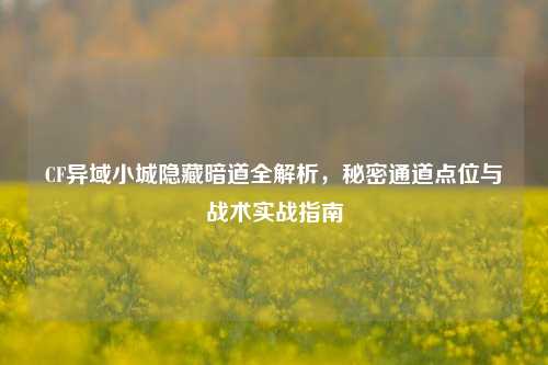 CF异域小城隐藏暗道全解析，秘密通道点位与战术实战指南