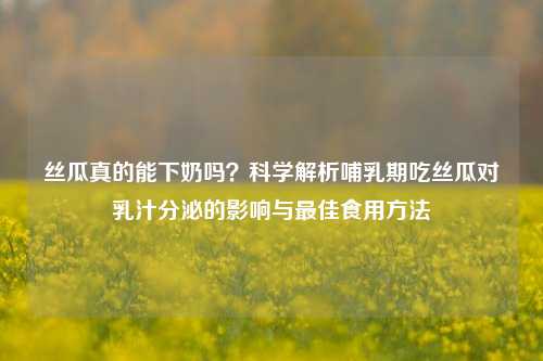 丝瓜真的能下奶吗？科学解析哺乳期吃丝瓜对乳汁分泌的影响与更佳食用     