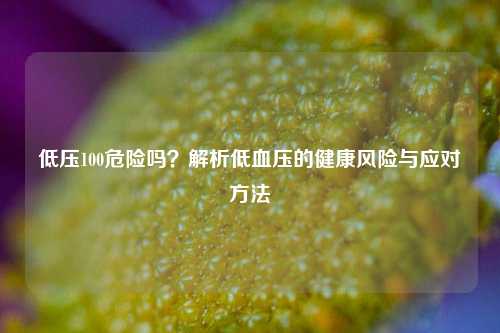 低压100危险吗？解析低血压的健康风险与应对     