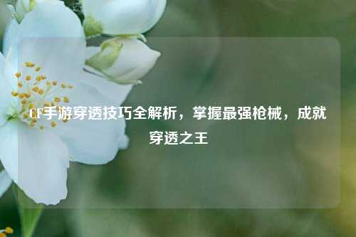 CF手游穿透技巧全解析，掌握最强枪械，成就穿透之王