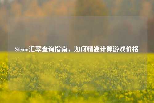 Steam汇率查询指南，如何精准计算游戏价格