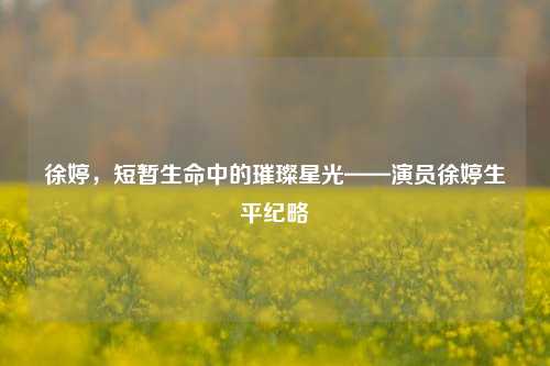 徐婷，短暂生命中的璀璨星光——演员徐婷生平纪略