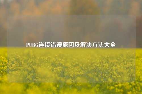 PUBG连接错误原因及解决     大全