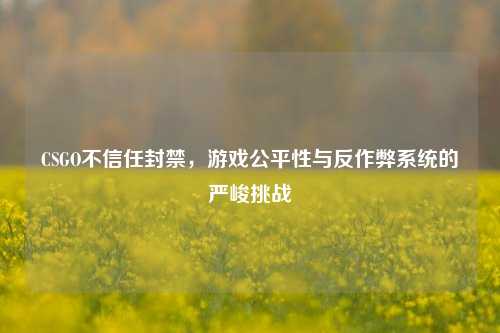 CSGO不信任封禁，游戏公平性与反作弊系统的严峻挑战