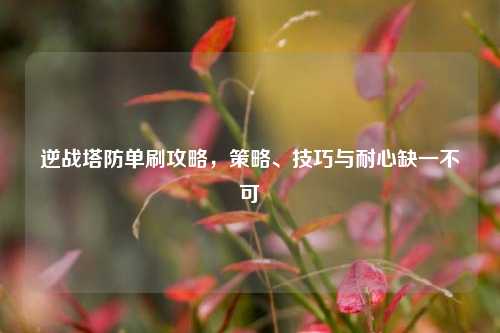 逆战塔防单刷攻略，策略、技巧与耐心缺一不可